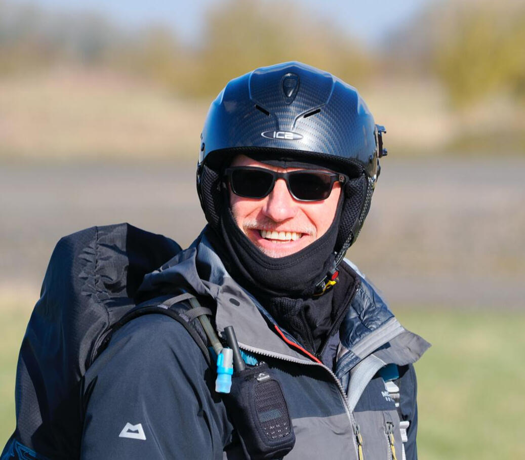 Precision Repack pilot in helmet