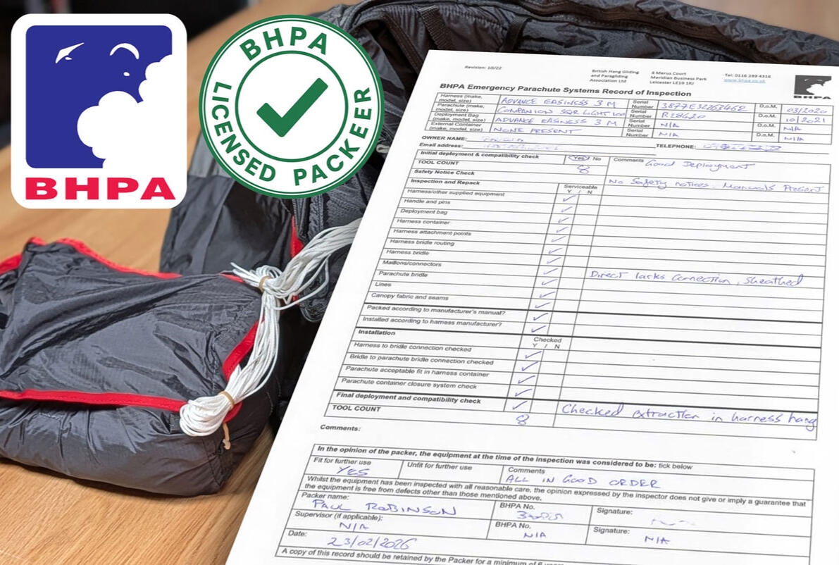 Precision Repack completing BHPA record of inspection form